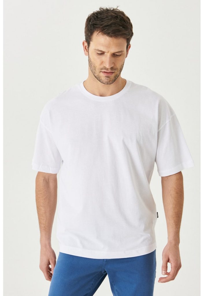 Tricou de bumbac cu maneci cazute-BARBATI/IMBRACAMINTE/Tricouri si maiouri-IMBRACAMINTE/Tricouri si maiouri