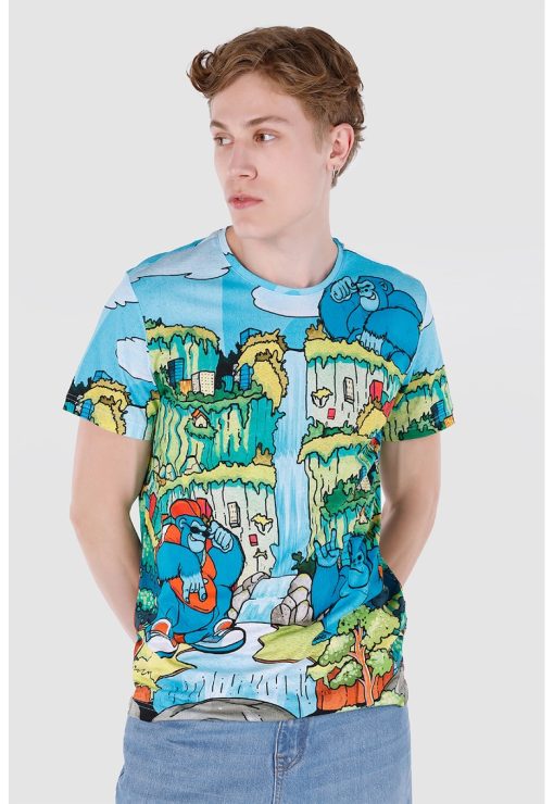 Tricou de bumbac cu model grafic-BARBATI/IMBRACAMINTE/Tricouri si maiouri-IMBRACAMINTE/Tricouri si maiouri