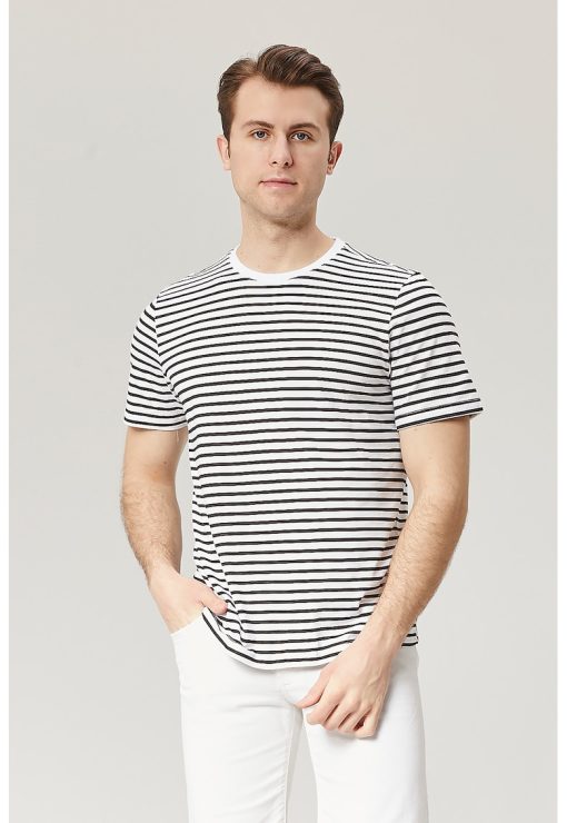 Tricou de bumbac in dungi Mila-BARBATI/IMBRACAMINTE/Tricouri si maiouri-IMBRACAMINTE/Tricouri si maiouri