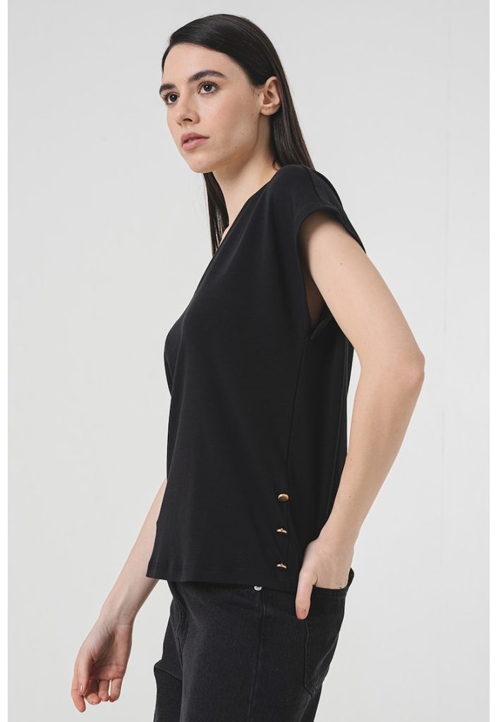 Tricou de bumbac organic cu decolteu in V Karin-FEMEI/IMBRACAMINTE/Tricouri si maiouri-IMBRACAMINTE/Tricouri si maiouri