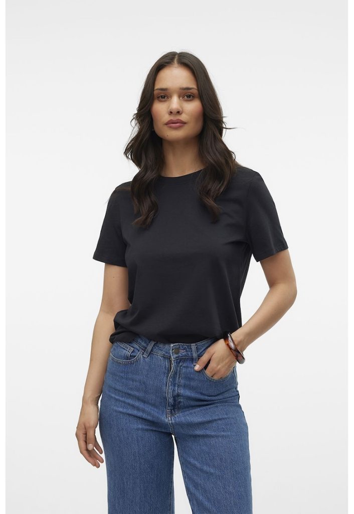 Tricou de bumbac organic cu decolteu la baza gatului-FEMEI/IMBRACAMINTE/Tricouri si maiouri-IMBRACAMINTE/Tricouri si maiouri
