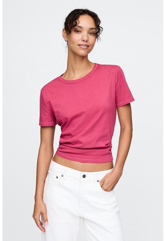 Tricou de bumbac organic cu decolteu rotund-FEMEI/IMBRACAMINTE/Tricouri si maiouri-IMBRACAMINTE/Tricouri si maiouri