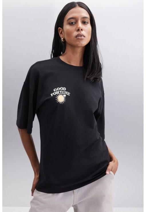 Tricou de bumbac organic cu imprimeu grafic-FEMEI/IMBRACAMINTE/Tricouri si maiouri-IMBRACAMINTE/Tricouri si maiouri