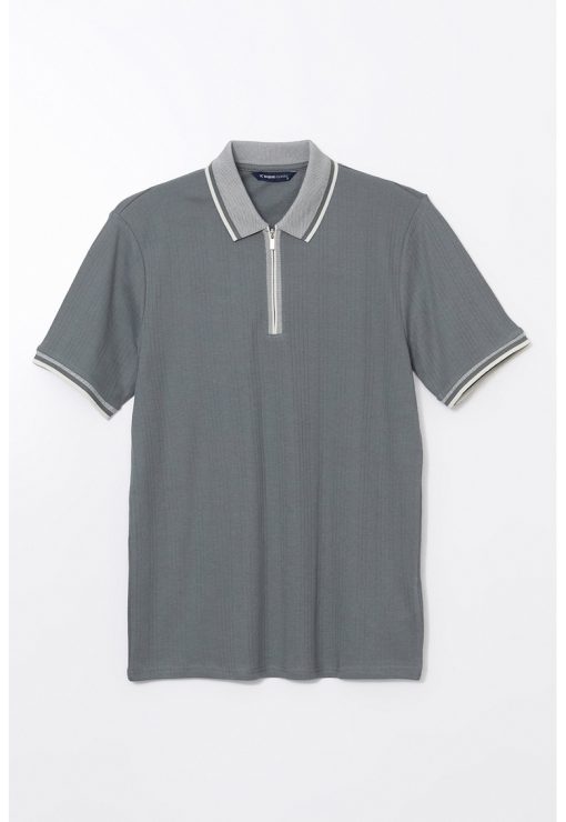 Tricou din amestec de bumbac cu fenta cu fermoar-BARBATI/IMBRACAMINTE/Tricouri si maiouri-IMBRACAMINTE/Tricouri si maiouri