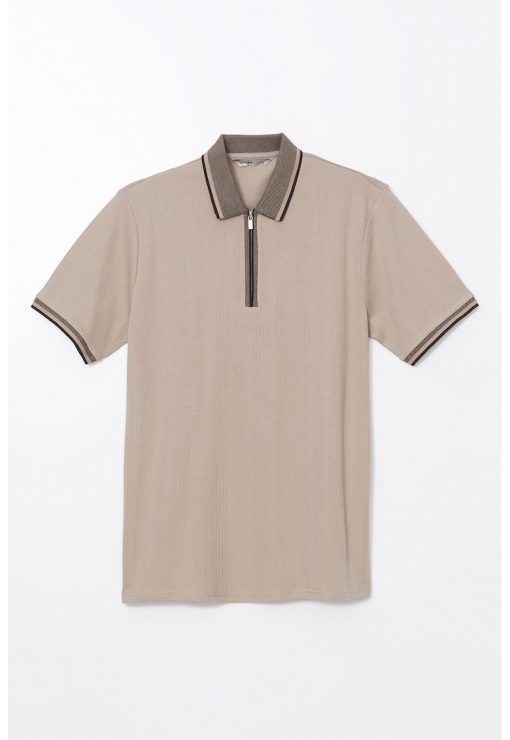 Tricou din amestec de bumbac cu fenta cu fermoar-BARBATI/IMBRACAMINTE/Tricouri si maiouri-IMBRACAMINTE/Tricouri si maiouri