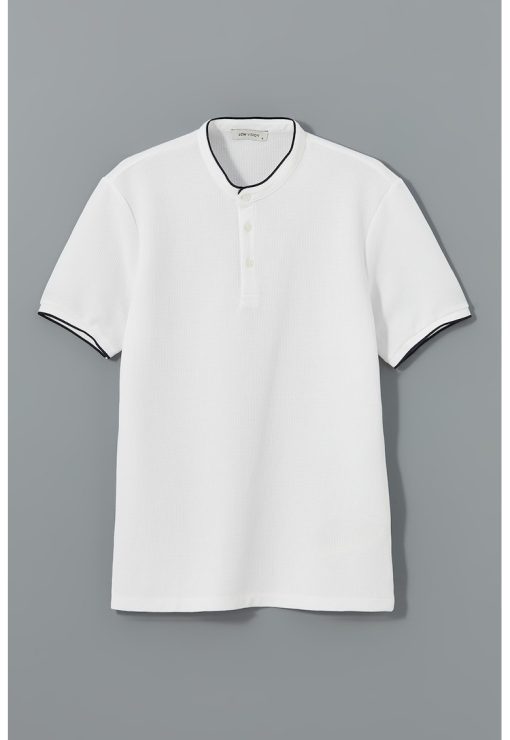 Tricou din amestec de bumbac cu fenta cu nasturi-BARBATI/IMBRACAMINTE/Tricouri si maiouri-IMBRACAMINTE/Tricouri si maiouri