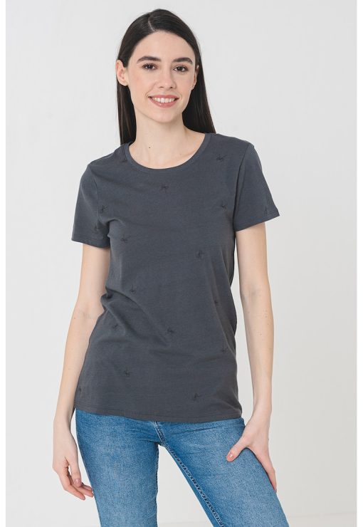 Tricou din amestec de modal cu model-FEMEI/IMBRACAMINTE/Tricouri si maiouri-IMBRACAMINTE/Tricouri si maiouri