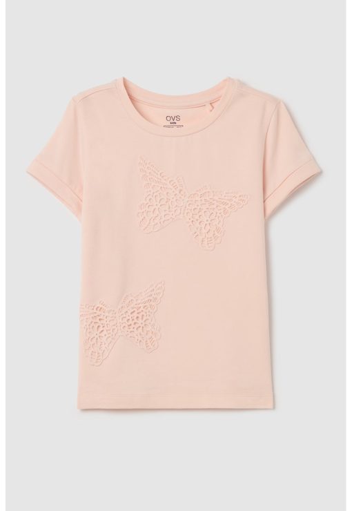 Tricou din bumbac cu broderie-FETE/IMBRACAMINTE/Tricouri si maiouri-IMBRACAMINTE/Tricouri si maiouri