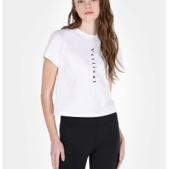 Tricou din bumbac cu decolteu la baza gatului-FEMEI/IMBRACAMINTE/Tricouri si maiouri-IMBRACAMINTE/Tricouri si maiouri