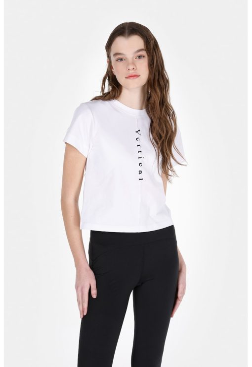 Tricou din bumbac cu decolteu la baza gatului-FEMEI/IMBRACAMINTE/Tricouri si maiouri-IMBRACAMINTE/Tricouri si maiouri