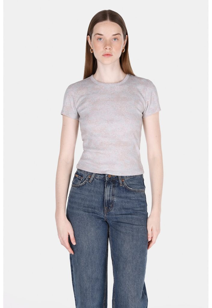 Tricou din bumbac cu decolteu la baza gatului-FEMEI/IMBRACAMINTE/Tricouri si maiouri-IMBRACAMINTE/Tricouri si maiouri
