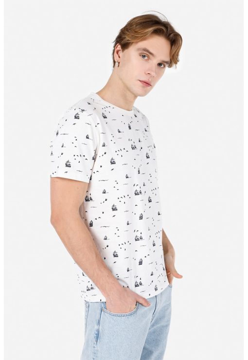 Tricou din bumbac cu decolteu la baza gatului-BARBATI/IMBRACAMINTE/Tricouri si maiouri-IMBRACAMINTE/Tricouri si maiouri