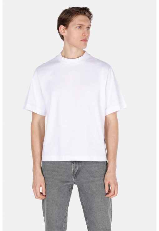 Tricou din bumbac cu decolteu la baza gatului-BARBATI/IMBRACAMINTE/Tricouri si maiouri-IMBRACAMINTE/Tricouri si maiouri