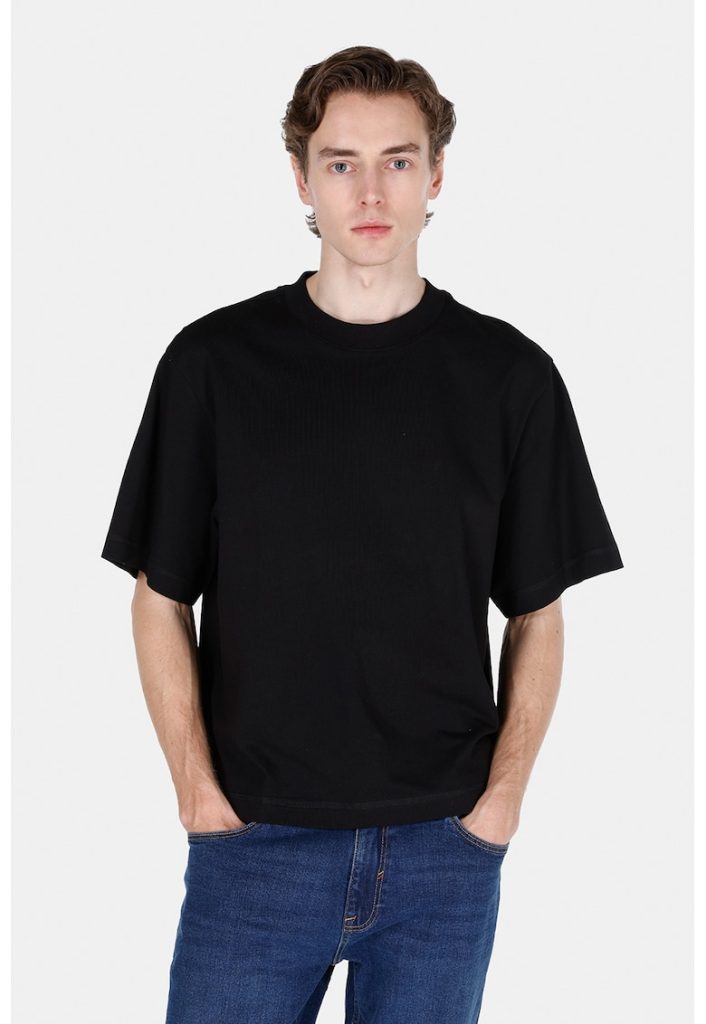 Tricou din bumbac cu decolteu la baza gatului-BARBATI/IMBRACAMINTE/Tricouri si maiouri-IMBRACAMINTE/Tricouri si maiouri