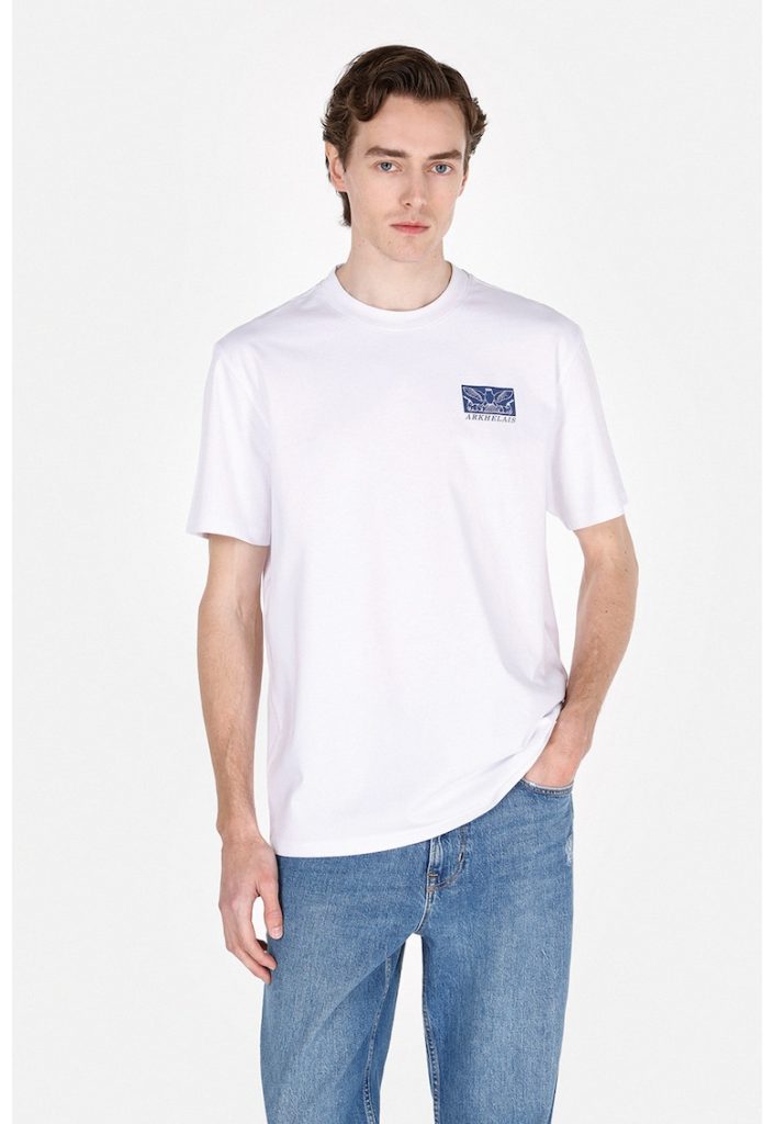 Tricou din bumbac cu decolteu la baza gatului si imprimeu-BARBATI/IMBRACAMINTE/Tricouri si maiouri-IMBRACAMINTE/Tricouri si maiouri