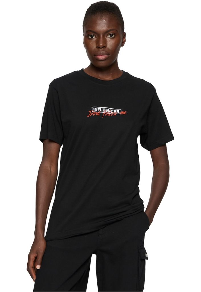 Tricou din bumbac cu decolteu la baza gatului si model text-FEMEI/IMBRACAMINTE/Tricouri si maiouri-IMBRACAMINTE/Tricouri si maiouri
