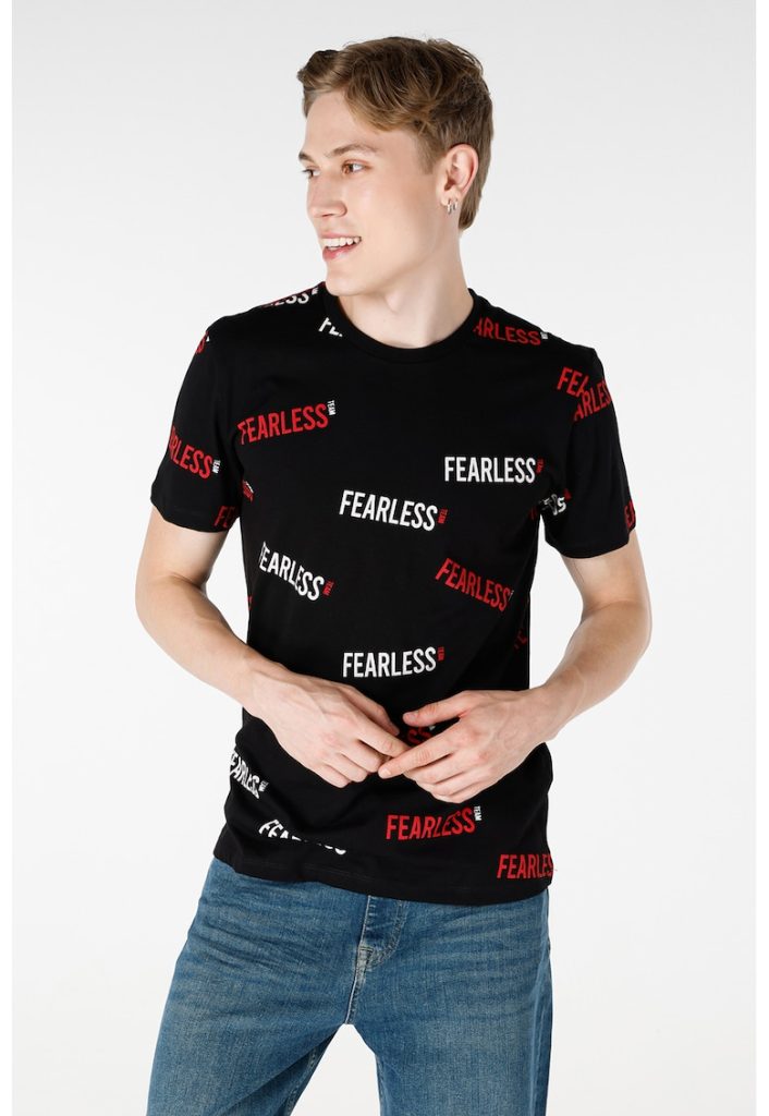 Tricou din bumbac cu imprimeu text-BARBATI/IMBRACAMINTE/Tricouri si maiouri-IMBRACAMINTE/Tricouri si maiouri