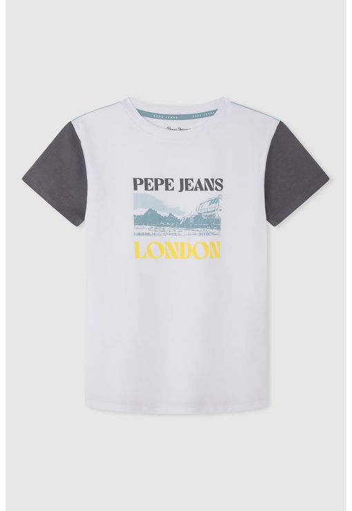 Tricou din bumbac cu maneci contrastante-BAIETI/IMBRACAMINTE/Tricouri si maiouri-IMBRACAMINTE/Tricouri si maiouri
