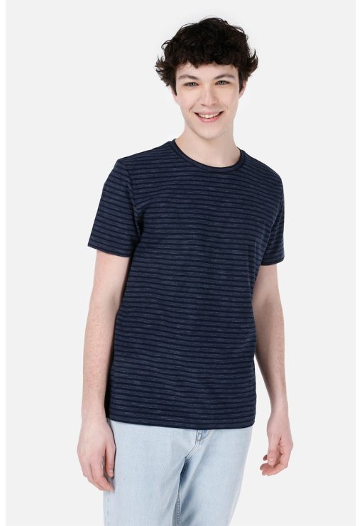 Tricou din bumbac cu model in dungi-BARBATI/IMBRACAMINTE/Tricouri si maiouri-IMBRACAMINTE/Tricouri si maiouri