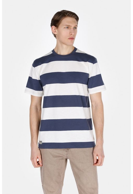 Tricou din bumbac cu model in dungi-BARBATI/IMBRACAMINTE/Tricouri si maiouri-IMBRACAMINTE/Tricouri si maiouri