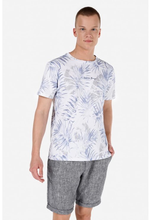 Tricou din bumbac cu model tropical-BARBATI/IMBRACAMINTE/Tricouri si maiouri-IMBRACAMINTE/Tricouri si maiouri