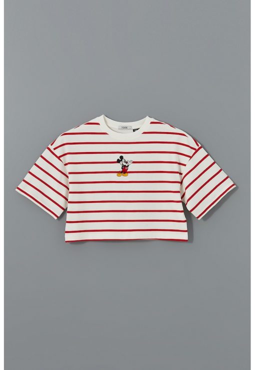 Tricou lejer crop Mickey Mouse-FEMEI/IMBRACAMINTE/Tricouri si maiouri-IMBRACAMINTE/Tricouri si maiouri