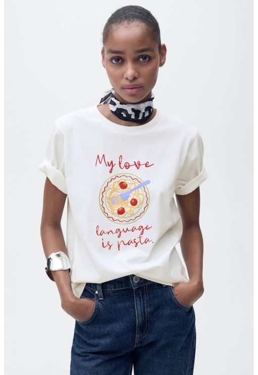 Tricou lejer cu imprimeu-FEMEI/IMBRACAMINTE/Tricouri si maiouri-IMBRACAMINTE/Tricouri si maiouri