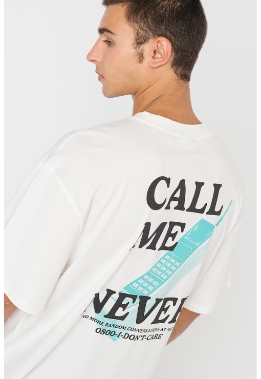 Tricou lejer de bumbac cu imprimeu pe partea din spate-BARBATI/IMBRACAMINTE/Tricouri si maiouri-IMBRACAMINTE/Tricouri si maiouri