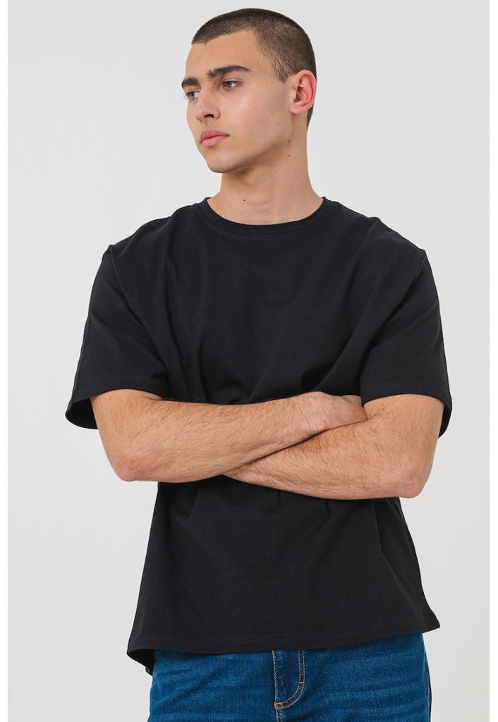Tricou lejer din bumbac cu imprimeu grafic pe partea din spate-BARBATI/IMBRACAMINTE/Tricouri si maiouri-IMBRACAMINTE/Tricouri si maiouri