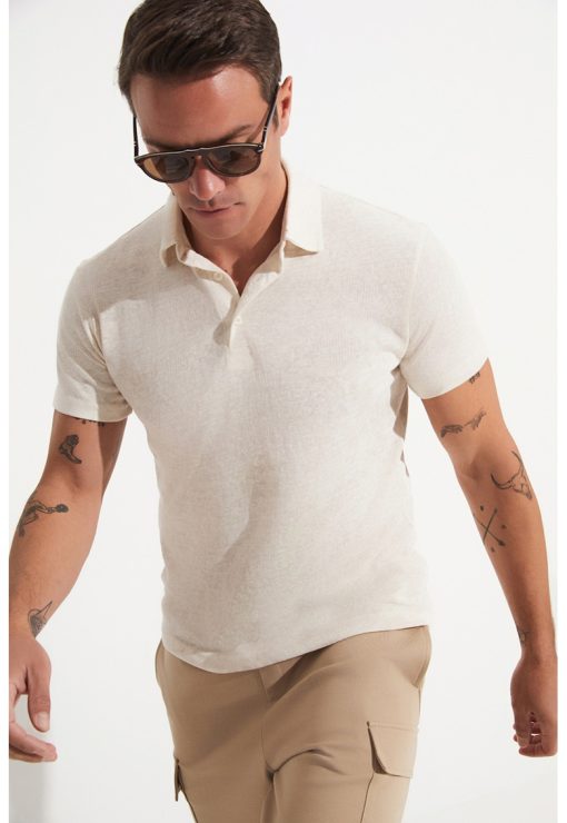 Tricou polo cambrat de bumbac-BARBATI/IMBRACAMINTE/Tricouri si maiouri-IMBRACAMINTE/Tricouri si maiouri