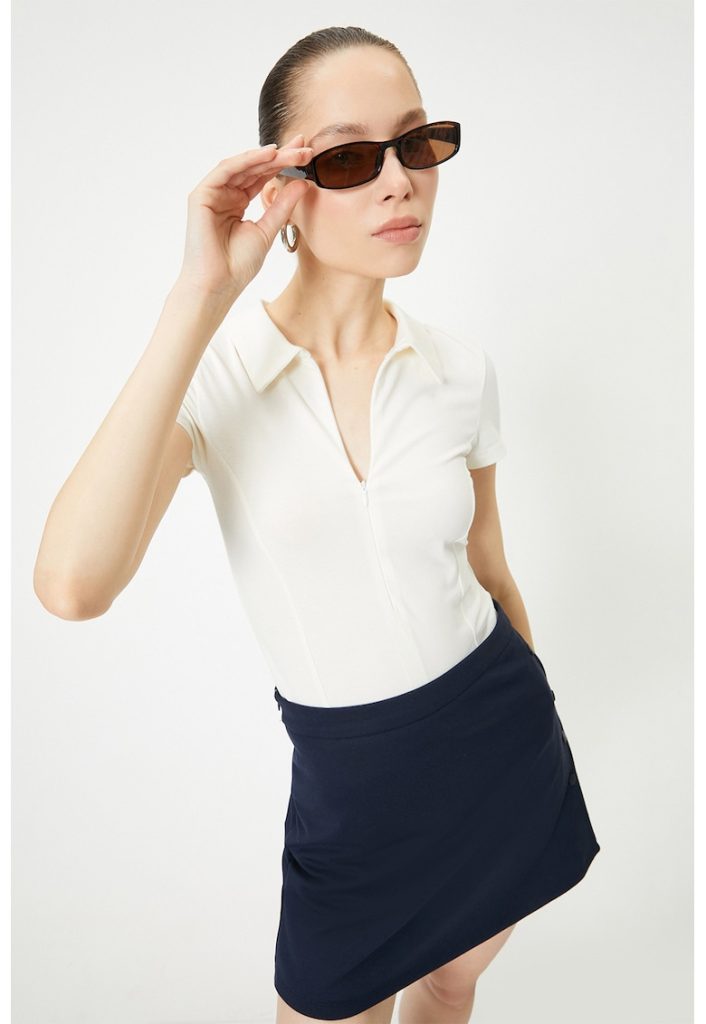 Tricou polo cu fenta cu fermoar-FEMEI/IMBRACAMINTE/Tricouri si maiouri-IMBRACAMINTE/Tricouri si maiouri
