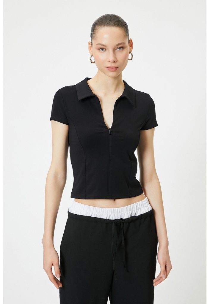 Tricou polo cu fenta cu fermoar-FEMEI/IMBRACAMINTE/Tricouri si maiouri-IMBRACAMINTE/Tricouri si maiouri