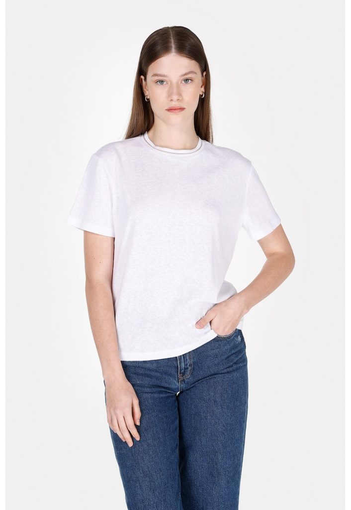 Tricou regular-fit cu decolteu la baza gatului-FEMEI/IMBRACAMINTE/Tricouri si maiouri-IMBRACAMINTE/Tricouri si maiouri