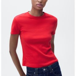 Tricou regular-fit cu decolteu la baza gatului-FEMEI/IMBRACAMINTE/Tricouri si maiouri-IMBRACAMINTE/Tricouri si maiouri