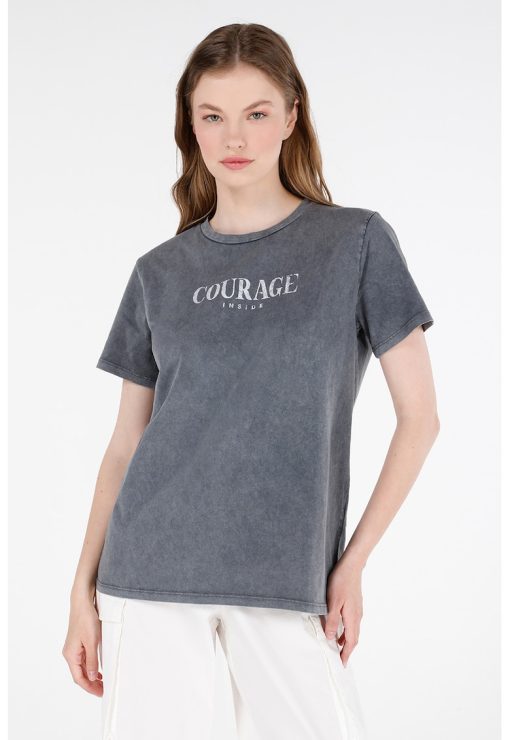 Tricou regular fit cu imprimeu text-FEMEI/IMBRACAMINTE/Tricouri si maiouri-IMBRACAMINTE/Tricouri si maiouri