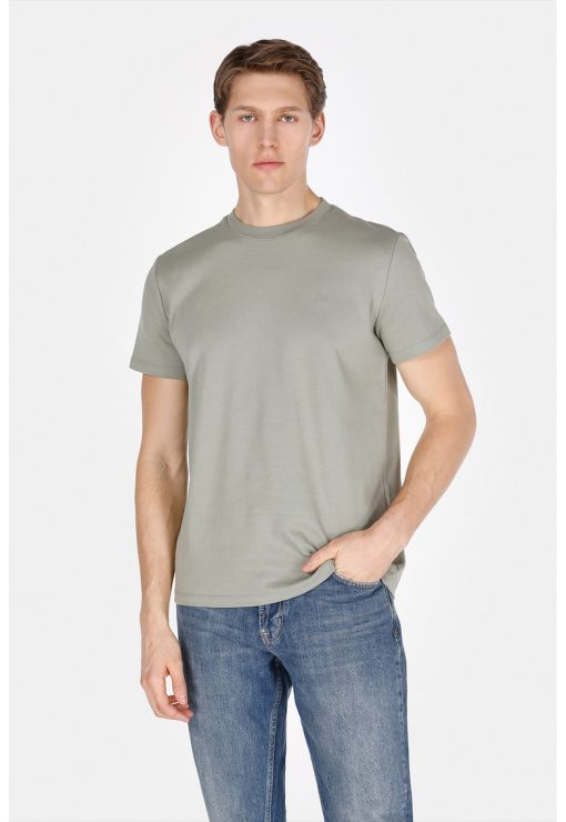 Tricou regular fit din bumbac cu decolteu la baza gatului-BARBATI/IMBRACAMINTE/Tricouri si maiouri-IMBRACAMINTE/Tricouri si maiouri