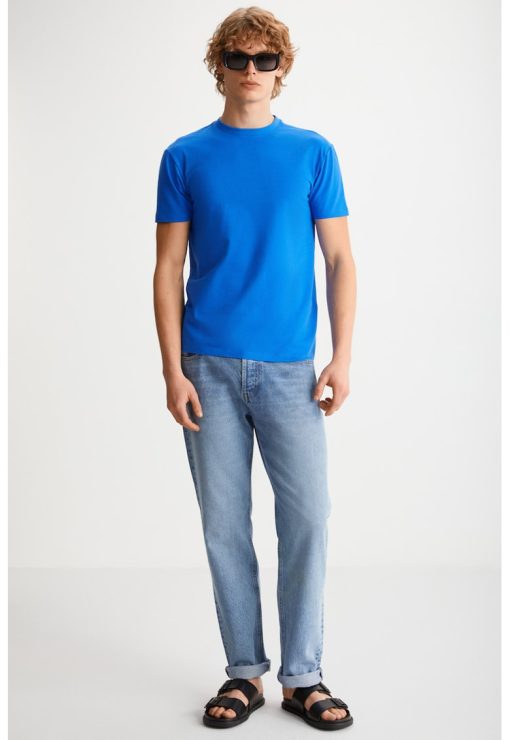 Tricou slim fit din amestec de bumbac cu decolteu la baza gatului Tiago-BARBATI/IMBRACAMINTE/Tricouri si maiouri-IMBRACAMINTE/Tricouri si maiouri