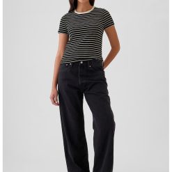 Tricou striat cu dungi-FEMEI/IMBRACAMINTE/Tricouri si maiouri-IMBRACAMINTE/Tricouri si maiouri