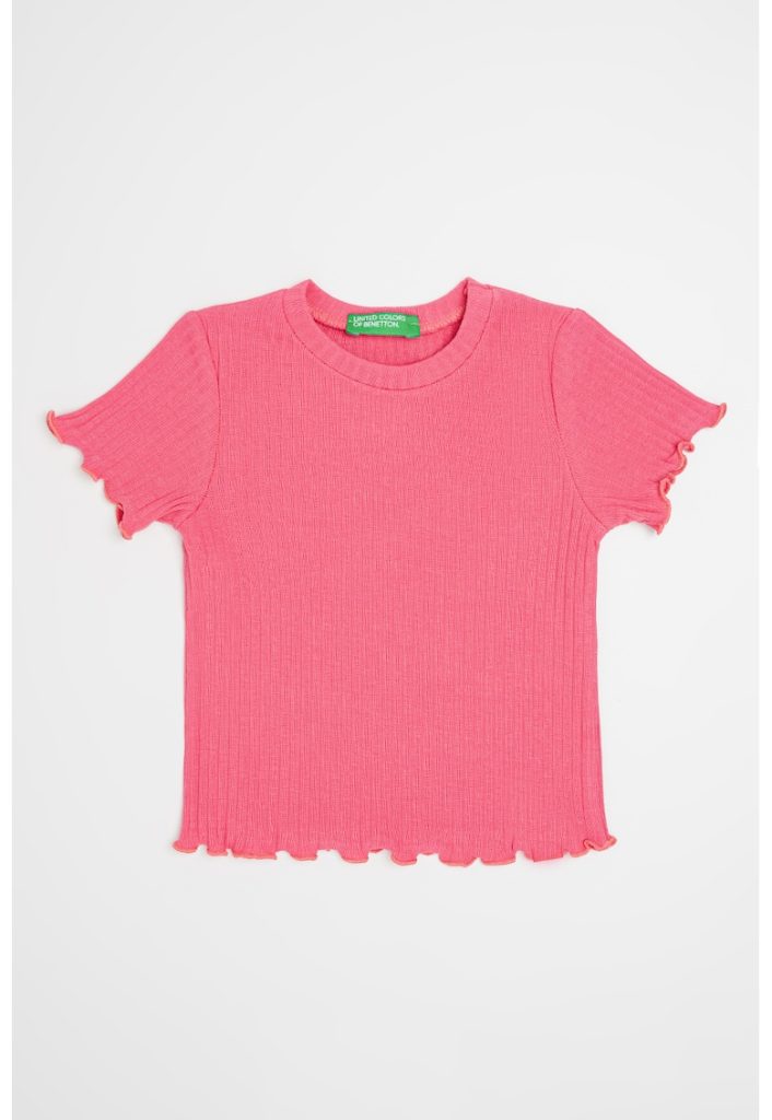 Tricou striat cu terminatii valurite-FETE/IMBRACAMINTE/Tricouri si maiouri-IMBRACAMINTE/Tricouri si maiouri