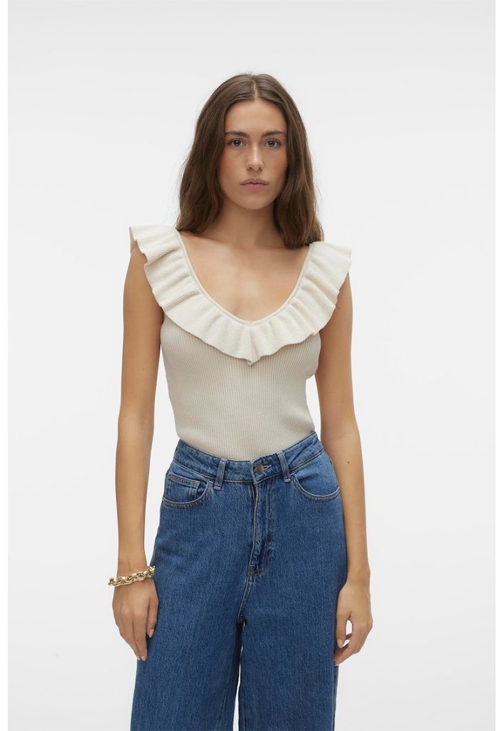 Tricou striat cu volan-FEMEI/IMBRACAMINTE/Tricouri si maiouri-IMBRACAMINTE/Tricouri si maiouri