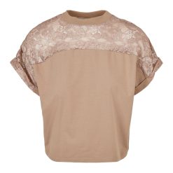 Tricou supradimensionat cu insertie de dantela-FEMEI/IMBRACAMINTE/Tricouri si maiouri-IMBRACAMINTE/Tricouri si maiouri