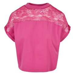 Tricou supradimensionat cu insertie de dantela-FEMEI/IMBRACAMINTE/Tricouri si maiouri-IMBRACAMINTE/Tricouri si maiouri