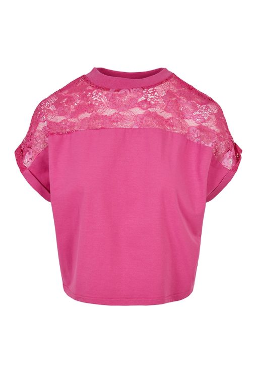 Tricou supradimensionat cu insertie de dantela-FEMEI/IMBRACAMINTE/Tricouri si maiouri-IMBRACAMINTE/Tricouri si maiouri