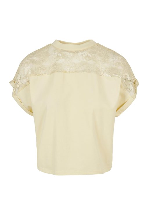 Tricou supradimensionat cu insertie de dantela-FEMEI/IMBRACAMINTE/Tricouri si maiouri-IMBRACAMINTE/Tricouri si maiouri