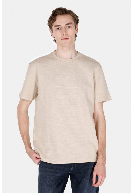 Tricou texturat cu decolteu la baza gatului-BARBATI/IMBRACAMINTE/Tricouri si maiouri-IMBRACAMINTE/Tricouri si maiouri