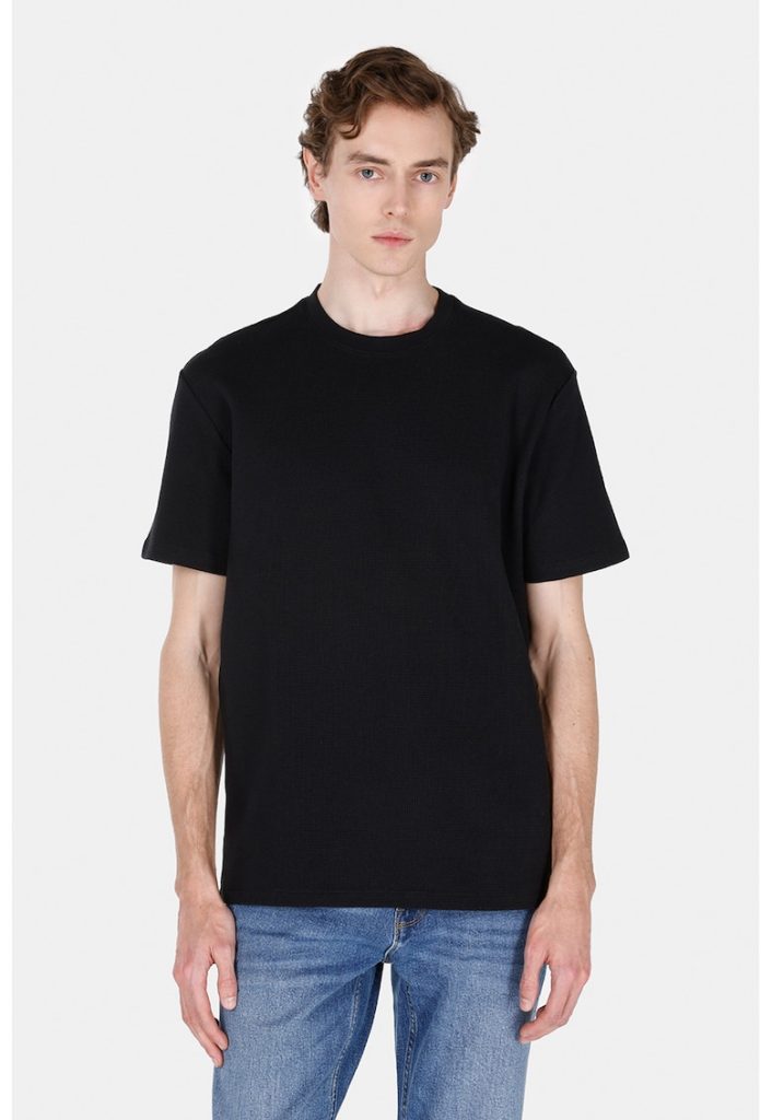Tricou texturat cu decolteu la baza gatului-BARBATI/IMBRACAMINTE/Tricouri si maiouri-IMBRACAMINTE/Tricouri si maiouri