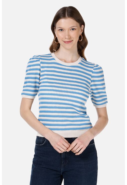 Tricou tricotat fin cu model in dungi-FEMEI/IMBRACAMINTE/Tricouri si maiouri-IMBRACAMINTE/Tricouri si maiouri