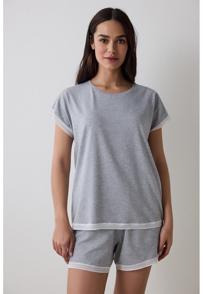 Tricou uni de pijama-FEMEI/IMBRACAMINTE/Pijamale si halate de baie-IMBRACAMINTE/Pijamale si halate de baie