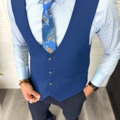 Vesta barbati eleganta albastra 11835-Veste > Veste barbati elegante