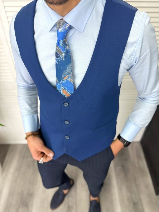 Vesta barbati eleganta albastra 11835-Veste > Veste barbati elegante